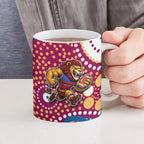 Brisbane Lions Ceramic Mug Aboriginal Dot Pattern - Football Mascot Heritage Pride