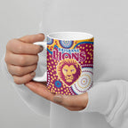 Brisbane Lions Ceramic Mug Aboriginal Dot Pattern - Football Mascot Heritage Pride