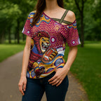 Brisbane Lions Cross Shoulder Shirt Aboriginal Dot Pattern - Football Mascot Heritage Pride