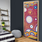 Brisbane Lions Door Cover Aboriginal Dot Pattern - Football Mascot Heritage Pride