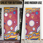 Brisbane Lions Door Cover Aboriginal Dot Pattern - Football Mascot Heritage Pride