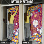 Brisbane Lions Door Cover Aboriginal Dot Pattern - Football Mascot Heritage Pride