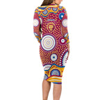 Brisbane Lions Family Matching Long Sleeve Bodycon Dress and Hawaiian Shirt Aboriginal Dot Pattern - Football Mascot Heritage Pride