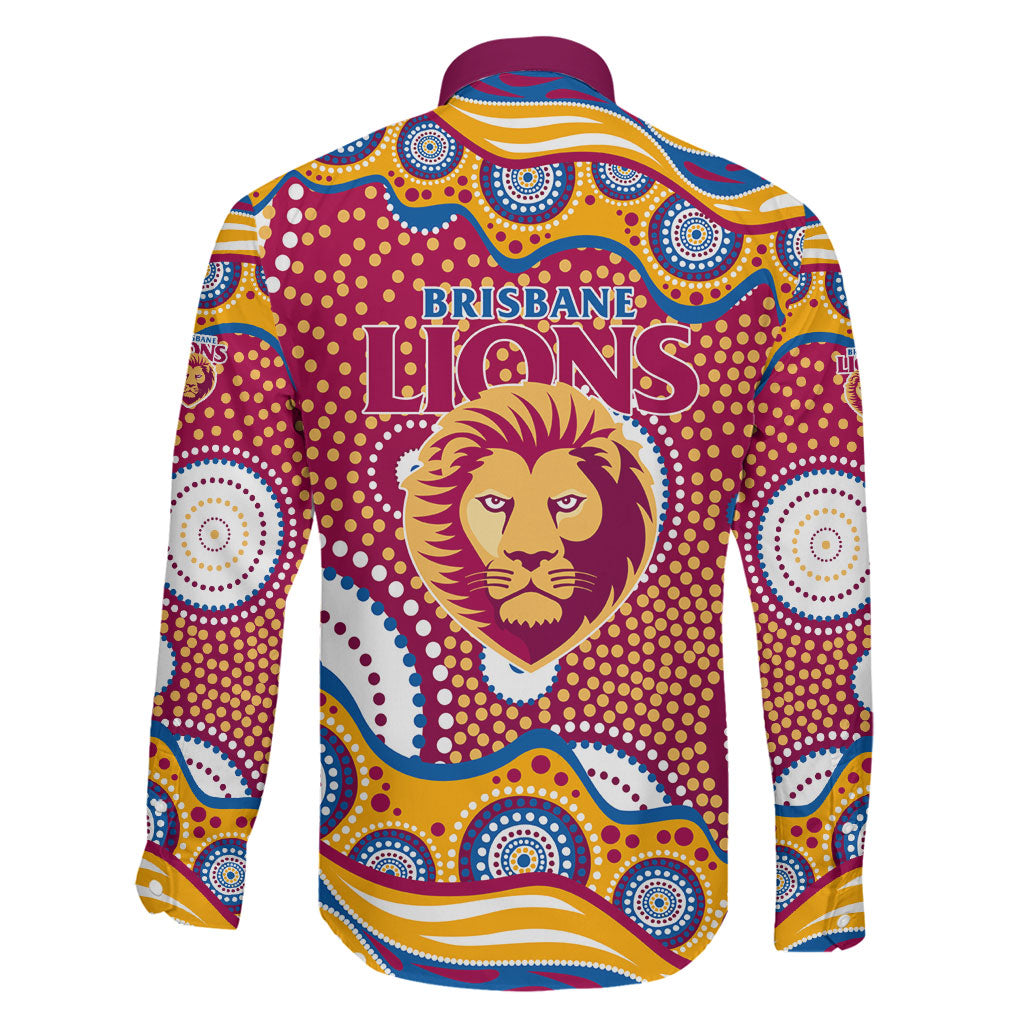 Brisbane Lions Family Matching Off Shoulder Short Dress and Hawaiian Shirt Aboriginal Dot Pattern - Football Mascot Heritage Pride