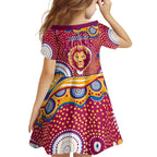 Brisbane Lions Family Matching Short Sleeve Bodycon Dress and Hawaiian Shirt Aboriginal Dot Pattern - Football Mascot Heritage Pride