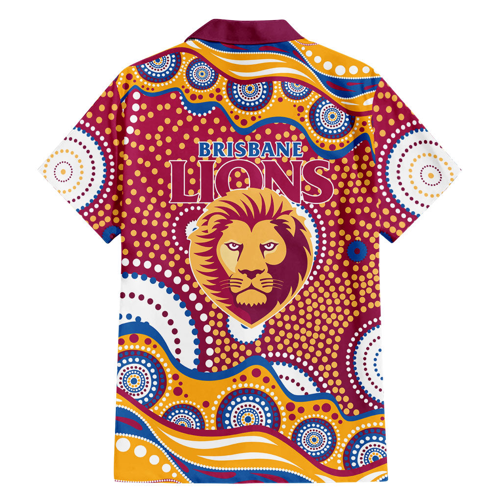 Brisbane Lions Family Matching Summer Maxi Dress and Hawaiian Shirt Aboriginal Dot Pattern - Football Mascot Heritage Pride
