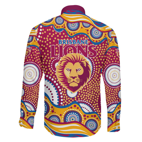 Brisbane Lions Family Matching Tank Maxi Dress and Hawaiian Shirt Aboriginal Dot Pattern - Football Mascot Heritage Pride