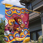Brisbane Lions Garden Flag Aboriginal Dot Pattern - Football Mascot Heritage Pride