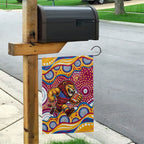 Brisbane Lions Garden Flag Aboriginal Dot Pattern - Football Mascot Heritage Pride