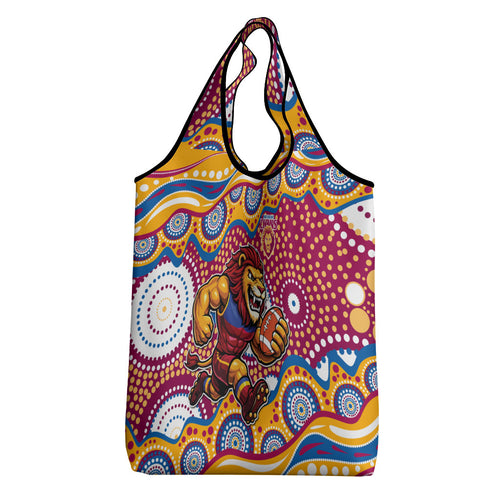 Brisbane Lions Grocery Bag Aboriginal Dot Pattern - Football Mascot Heritage Pride