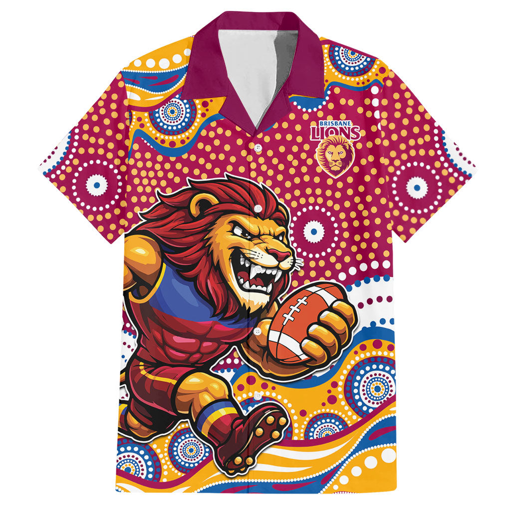 Brisbane Lions Hawaiian Shirt Aboriginal Dot Pattern - Football Mascot Heritage Pride