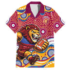 Brisbane Lions Hawaiian Shirt Aboriginal Dot Pattern - Football Mascot Heritage Pride