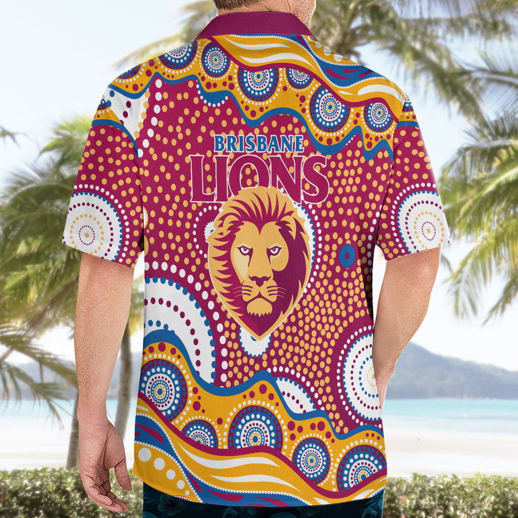 Brisbane Lions Hawaiian Shirt Aboriginal Dot Pattern - Football Mascot Heritage Pride
