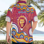 Brisbane Lions Hawaiian Shirt Aboriginal Dot Pattern - Football Mascot Heritage Pride