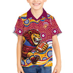 Brisbane Lions Hawaiian Shirt Aboriginal Dot Pattern - Football Mascot Heritage Pride