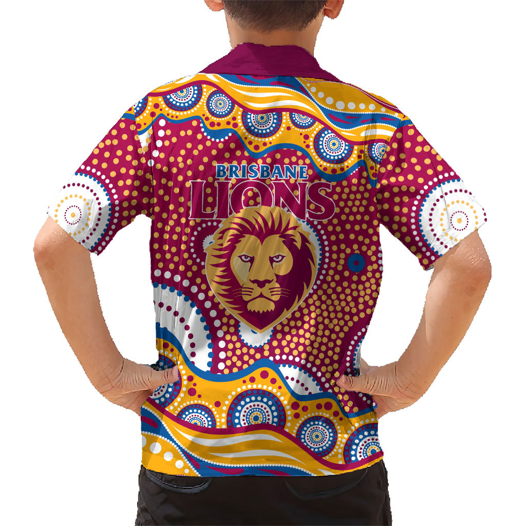 Brisbane Lions Hawaiian Shirt Aboriginal Dot Pattern - Football Mascot Heritage Pride
