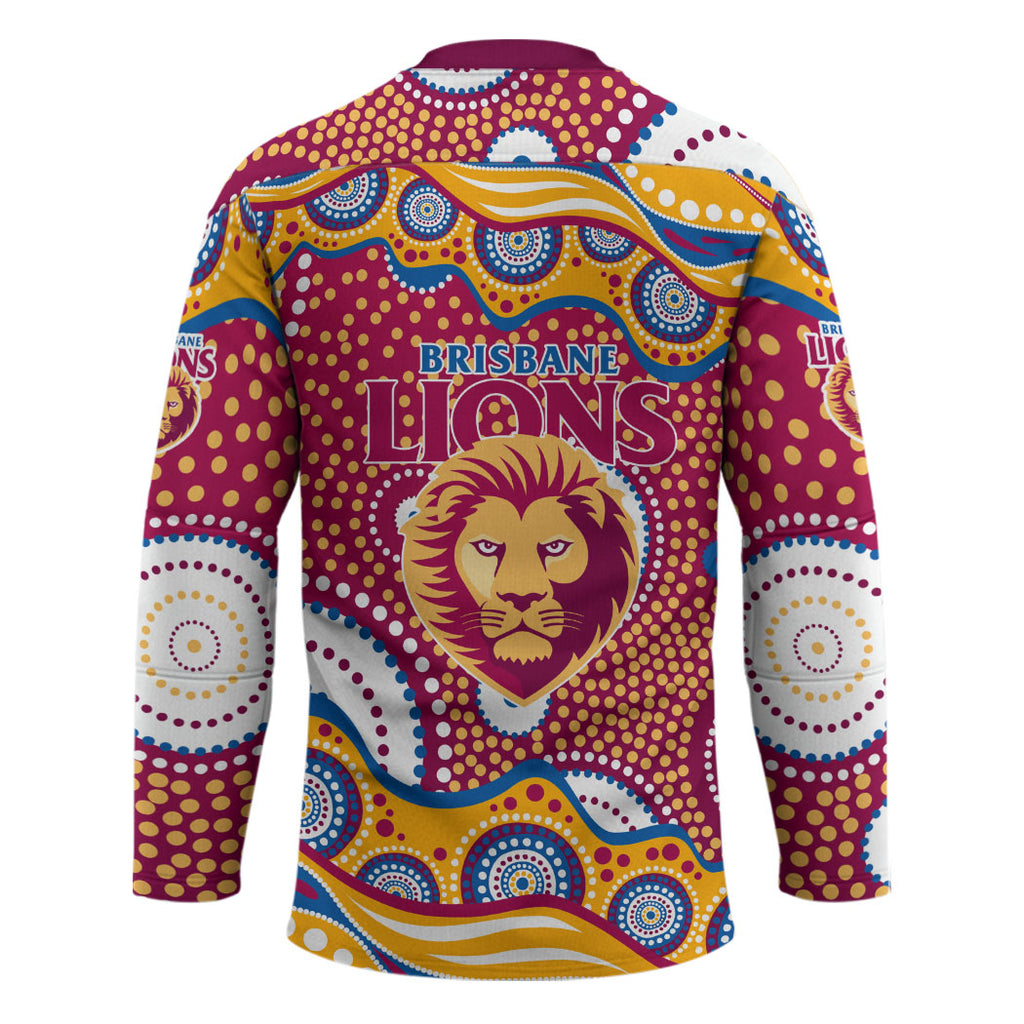 Brisbane Lions Hockey Jersey Aboriginal Dot Pattern - Football Mascot Heritage Pride