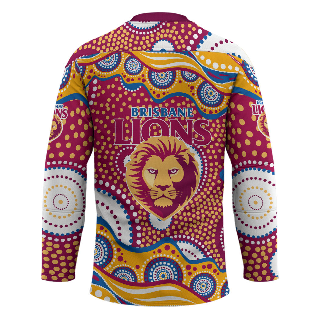 Brisbane Lions Hockey Jersey Aboriginal Dot Pattern - Football Mascot Heritage Pride