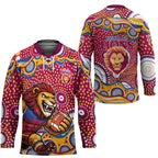 Brisbane Lions Hockey Jersey Aboriginal Dot Pattern - Football Mascot Heritage Pride