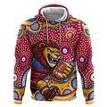 Brisbane Lions Hoodie Aboriginal Dot Pattern - Football Mascot Heritage Pride