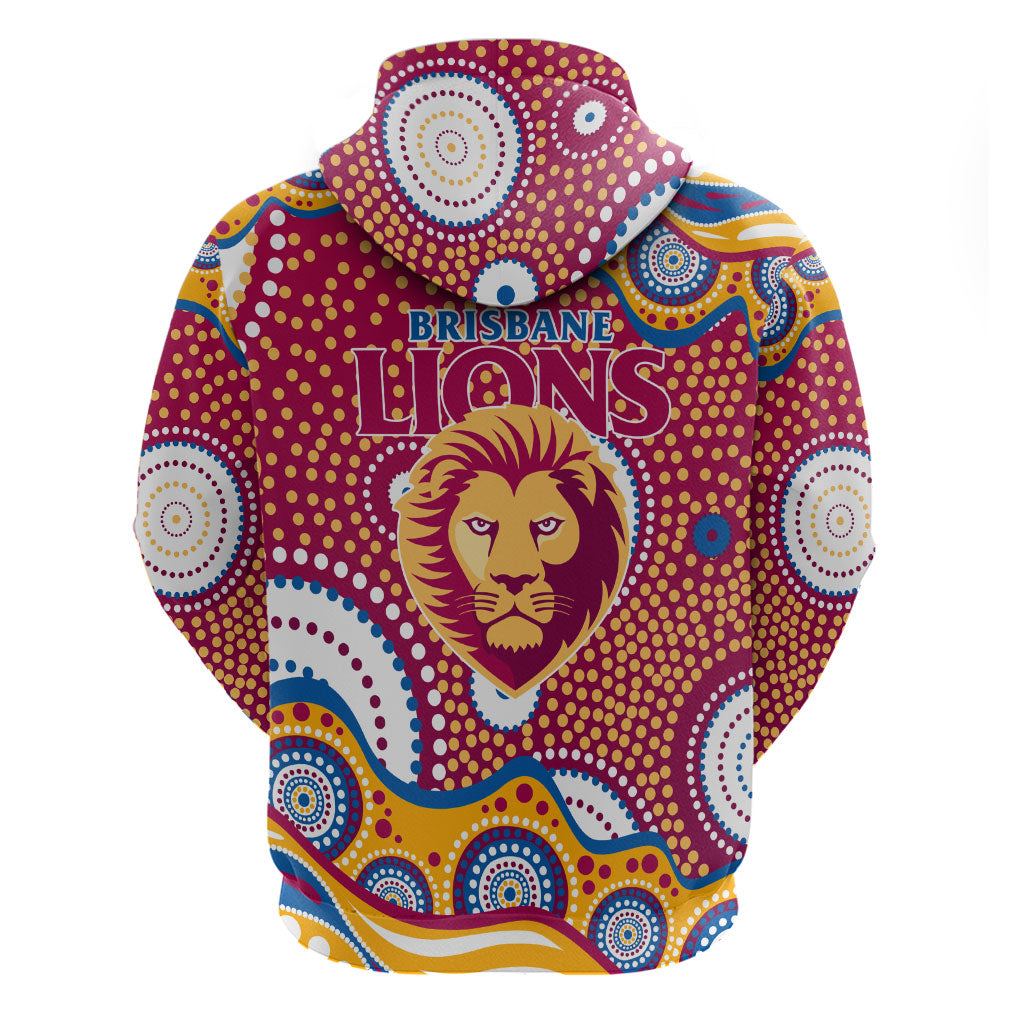 Brisbane Lions Hoodie Aboriginal Dot Pattern - Football Mascot Heritage Pride