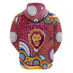 Brisbane Lions Hoodie Aboriginal Dot Pattern - Football Mascot Heritage Pride