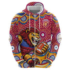 Brisbane Lions Hoodie Aboriginal Dot Pattern - Football Mascot Heritage Pride