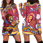 Brisbane Lions Hoodie Dress Aboriginal Dot Pattern - Football Mascot Heritage Pride