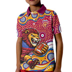 Brisbane Lions Kid Polo Shirt Aboriginal Dot Pattern - Football Mascot Heritage Pride