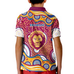 Brisbane Lions Kid Polo Shirt Aboriginal Dot Pattern - Football Mascot Heritage Pride