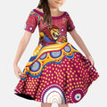 Brisbane Lions Kid Short Sleeve Dress Aboriginal Dot Pattern - Football Mascot Heritage Pride