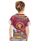 Brisbane Lions Kid T Shirt Aboriginal Dot Pattern - Football Mascot Heritage Pride