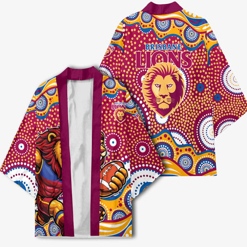 Brisbane Lions Kimono Aboriginal Dot Pattern - Football Mascot Heritage Pride