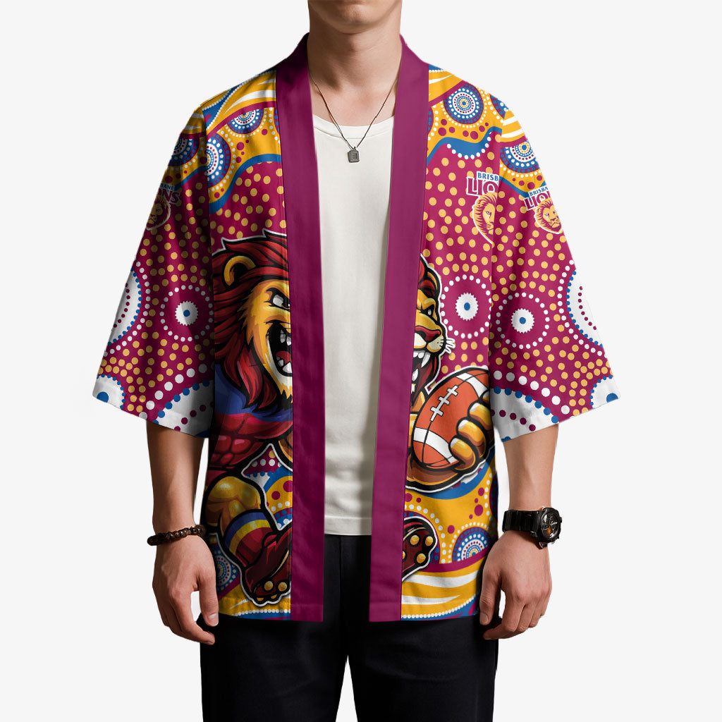Brisbane Lions Kimono Aboriginal Dot Pattern - Football Mascot Heritage Pride