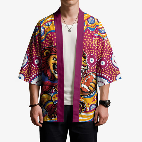 Brisbane Lions Kimono Aboriginal Dot Pattern - Football Mascot Heritage Pride