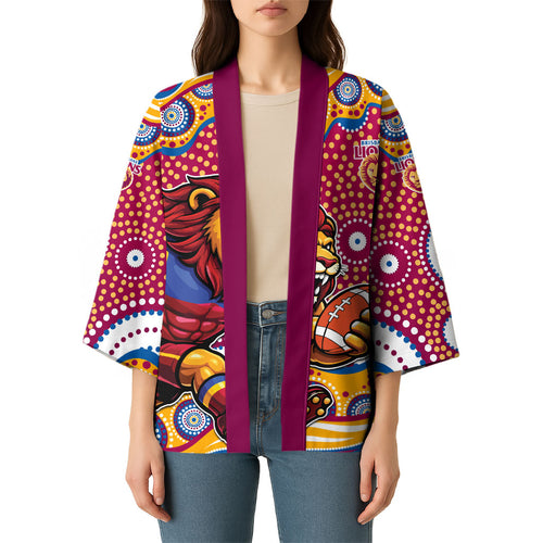 Brisbane Lions Kimono Aboriginal Dot Pattern - Football Mascot Heritage Pride