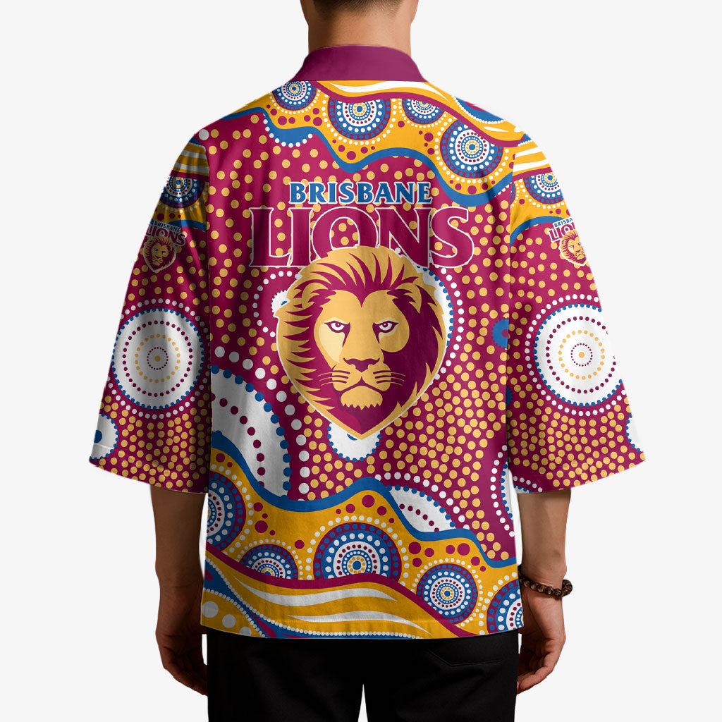 Brisbane Lions Kimono Aboriginal Dot Pattern - Football Mascot Heritage Pride
