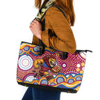 Brisbane Lions Leather Tote Bag Aboriginal Dot Pattern - Football Mascot Heritage Pride