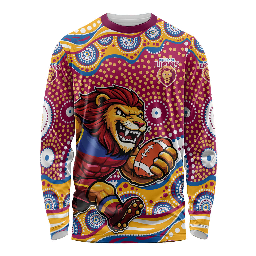 Brisbane Lions Long Sleeve Shirt Aboriginal Dot Pattern - Football Mascot Heritage Pride