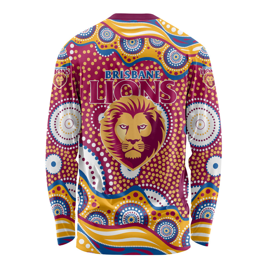 Brisbane Lions Long Sleeve Shirt Aboriginal Dot Pattern - Football Mascot Heritage Pride