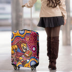 Brisbane Lions Luggage Cover Aboriginal Dot Pattern - Football Mascot Heritage Pride