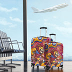 Brisbane Lions Luggage Cover Aboriginal Dot Pattern - Football Mascot Heritage Pride