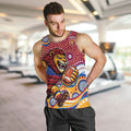 Brisbane Lions Men Tank Top Aboriginal Dot Pattern - Football Mascot Heritage Pride