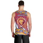 Brisbane Lions Men Tank Top Aboriginal Dot Pattern - Football Mascot Heritage Pride