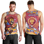 Brisbane Lions Men Tank Top Aboriginal Dot Pattern - Football Mascot Heritage Pride