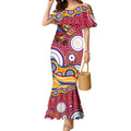 Brisbane Lions Mermaid Dress Aboriginal Dot Pattern - Football Mascot Heritage Pride