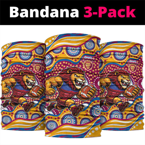 Brisbane Lions Neck Gaiter Aboriginal Dot Pattern - Football Mascot Heritage Pride