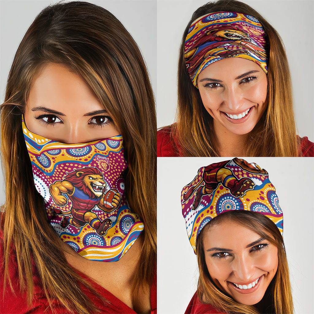 Brisbane Lions Neck Gaiter Aboriginal Dot Pattern - Football Mascot Heritage Pride