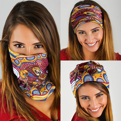 Brisbane Lions Neck Gaiter Aboriginal Dot Pattern - Football Mascot Heritage Pride