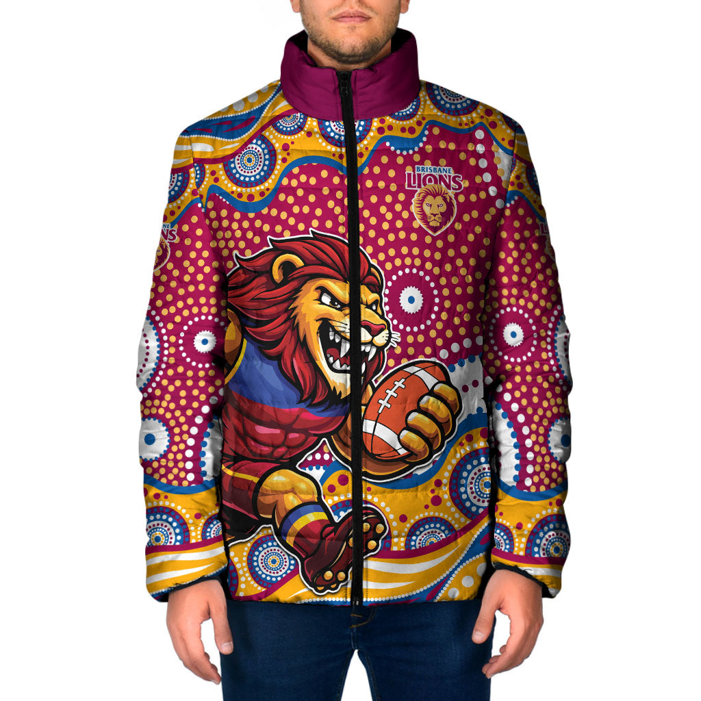 Brisbane Lions Padded Jacket Aboriginal Dot Pattern - Football Mascot Heritage Pride